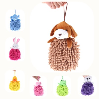 High Quality Animal Head Chenille Noodle Hand Towels for Child